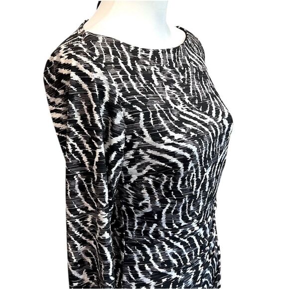 Ralph Lauren Zebra Print Dress Long Sleeve Black White Stretch Abstract Size 6 - Picture 13 of 13